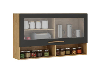 Armário de Cozinha Aéreo 1 porta Pérola REF 1200 – Cinamomo/Grafite - Móveis furniture