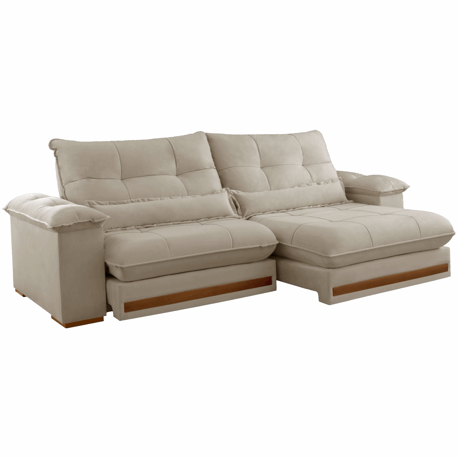 Sofá Retrátil e Reclinável Qatar 2,50m Veludo Marfim B015 – TREVO ESTOFADOS