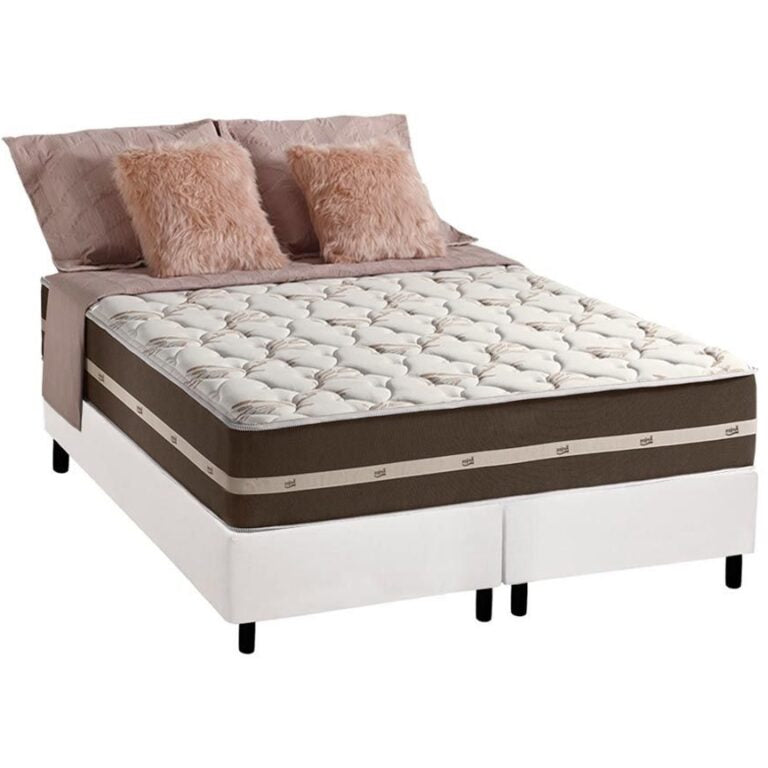Colchão Queen Classic Superlastic Marrom + Base Box Simples Avalon Branco – ANJOS + AVALON - Móveis furniture