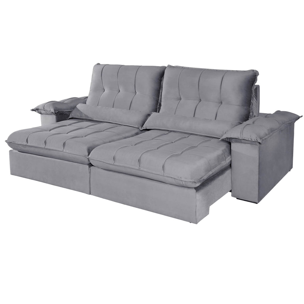 Sofá City 4 Lugares Retrátil e Reclinável 250cm Tecido Veludo Aifos - Móveis furniture