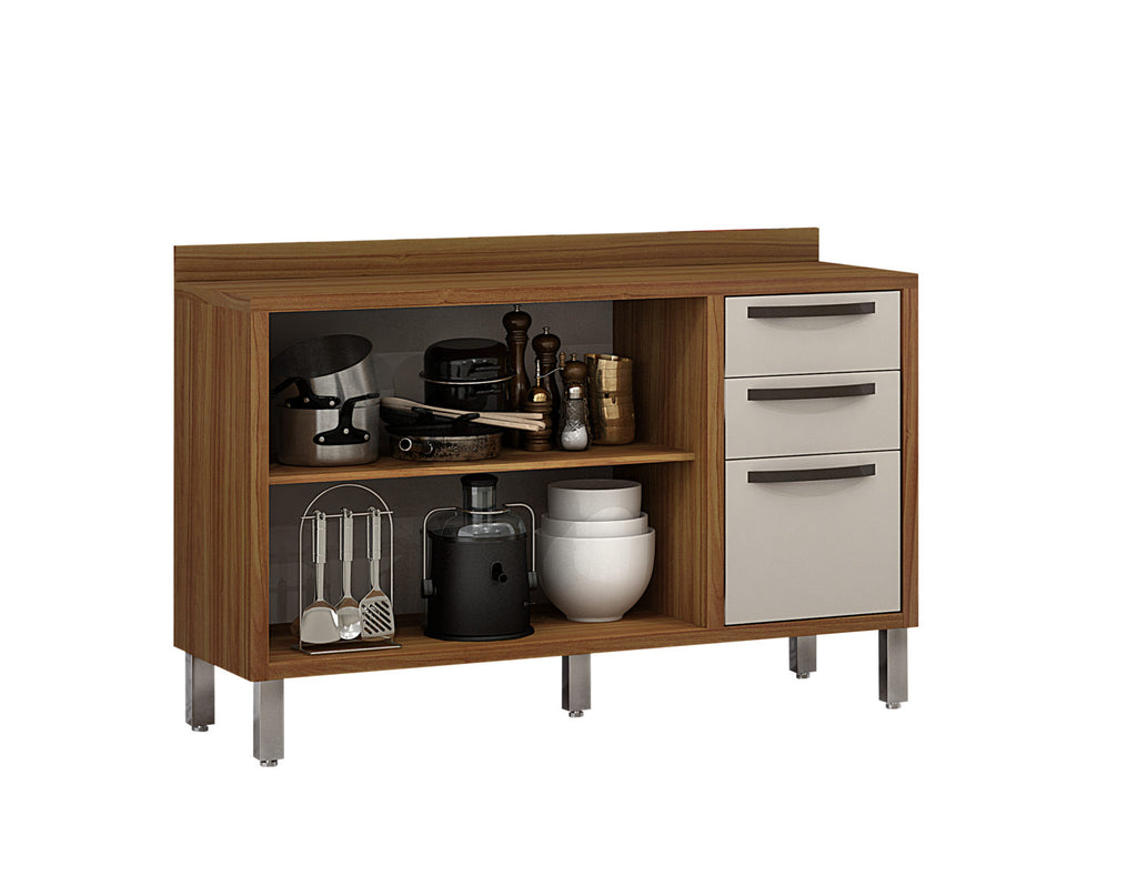 Balcão 2 Portas 3 Gavetas Letícia Carvalho/Off White – CHF