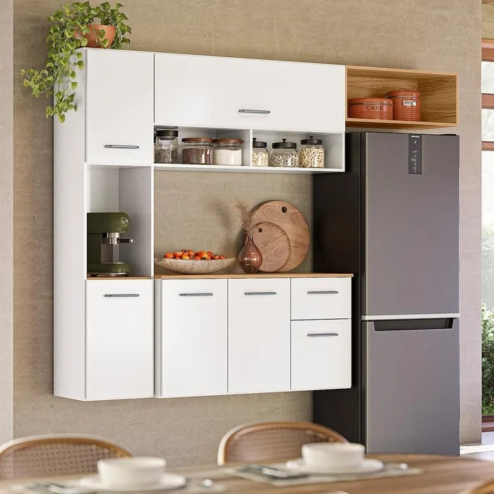 Cozinha Suspensa Becca 1,809 m Branco/Freijó – NICIOLI