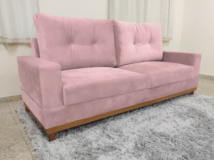 Sofá 3 Lugares Living 2,15 m Rosa Claro 508 Milena - Móveis furniture