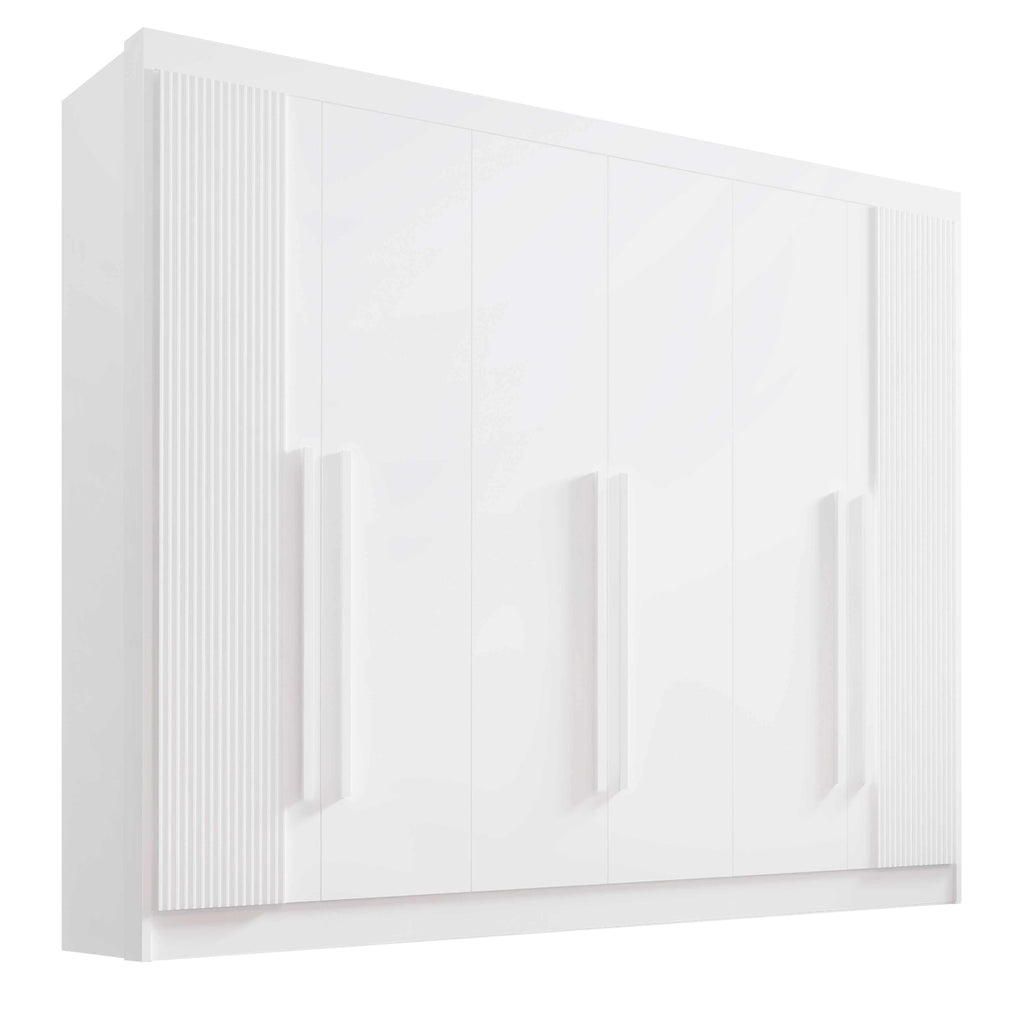 Roupeiro Athos 6P Branco Ripado - Móveis furniture