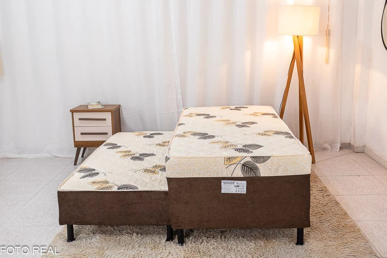 Cama Solteiro Unibox C/ Cama auxiliar Sonho Bom Marrom - Nosso Sonho