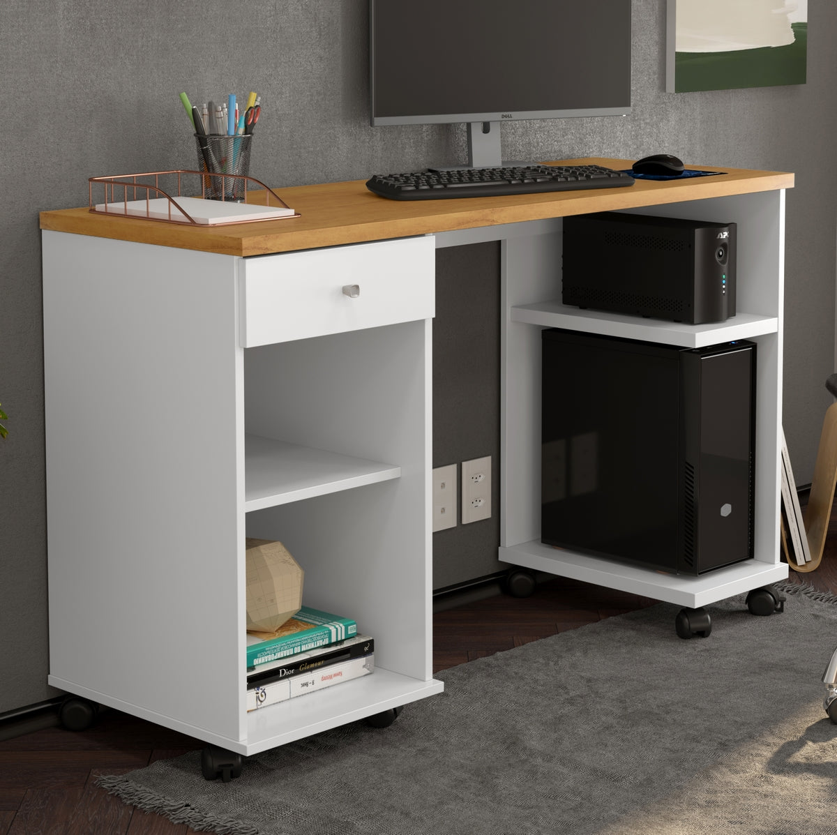 Mesa para Computador Million Branco/Cinamono – PATRIMAR