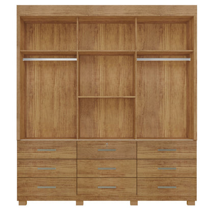 Guarda-Roupa Itapema  3 portas de correr com espelho 9 gavetas – cedro
