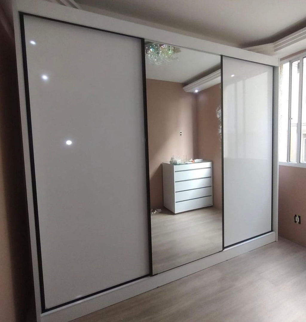 Guarda-Roupa Sollo Plus(1 porta espelhada) 2,73m – NOVO HORIZONTE  BRANCO