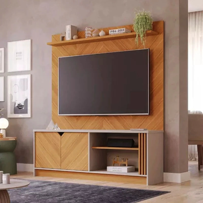 Painel Volpi Cinamomo + Rack Volpi Larg. 1.54m 100% MDF Off White/Cinamomo Permóbili - Móveis furniture