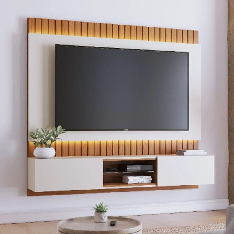 Home Suspenso Ripado Búzios Larg. 1.80m Off White Matte/Freijó Colibri - Móveis furniture