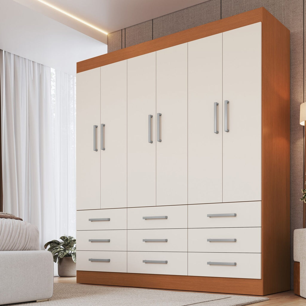 Guarda-Roupa 6 Portas Milão 1,50 m Cinamomo/Areia – MÓVEIS CADORIN