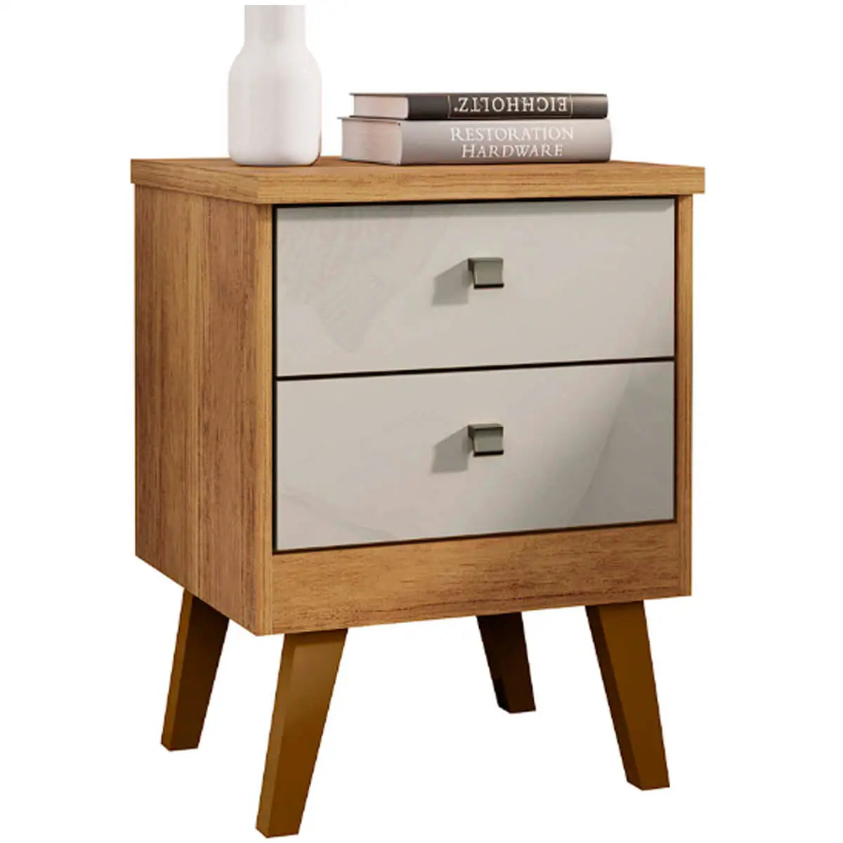 Mesa de Cabeceira Thor 2 Gavetas Rud Rack cedro areia