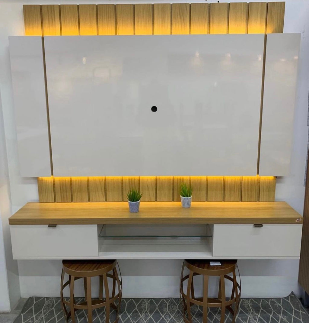 Home Suspenso até 55″ Ilusion 1.8 Off White/Cinamono - Móveis furniture