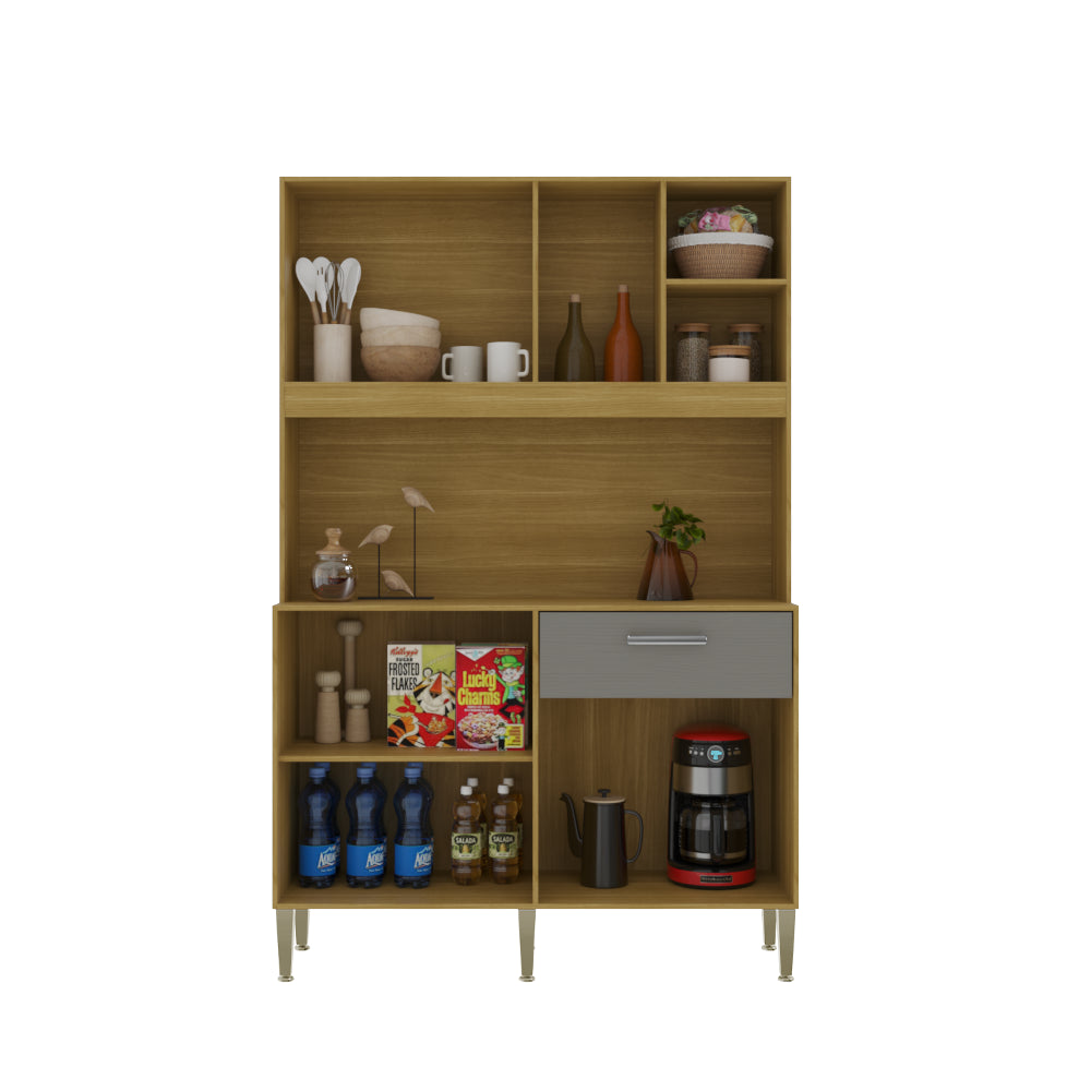 Kit Cozinha Liv 1,20 m Freijó/Gris – KIT’S PARANÁ