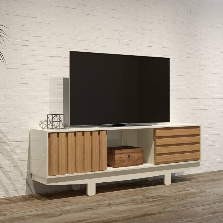 Rack até 60″ Vintage TB220 Off White/Freijó – DALLA COSTA