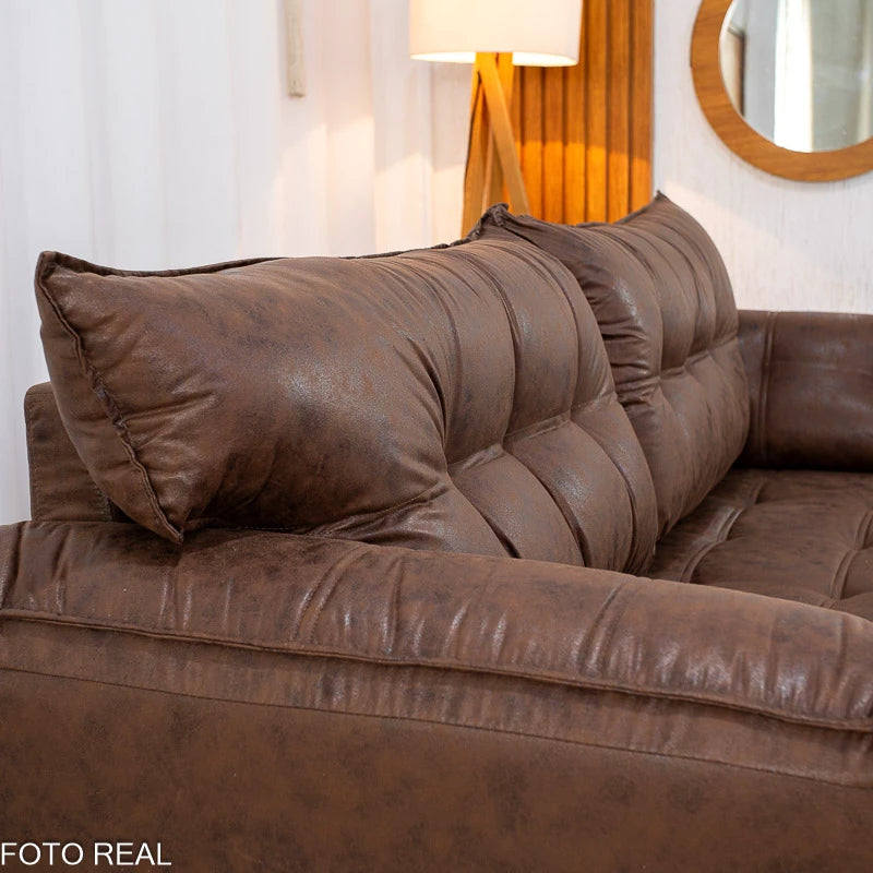 Sofá 3 Lug. Gramado Larg. 2.10m Korino Nobuck Marrom