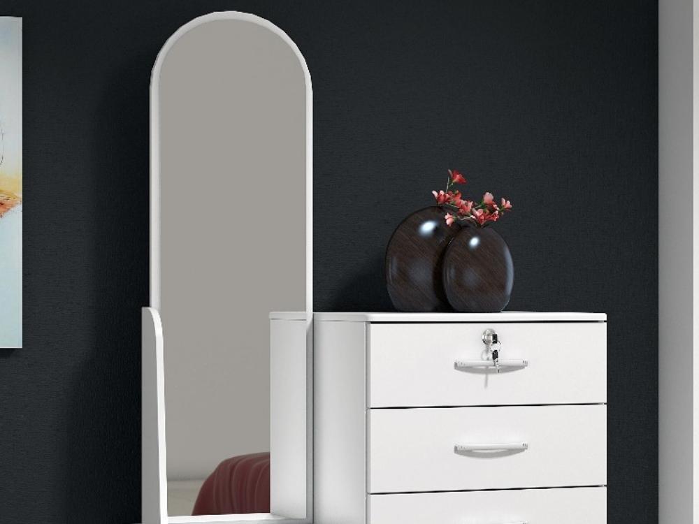 Cômoda 5 gavetas 1 porta e Espelho Ref.: 019 – Branco - Móveis furniture