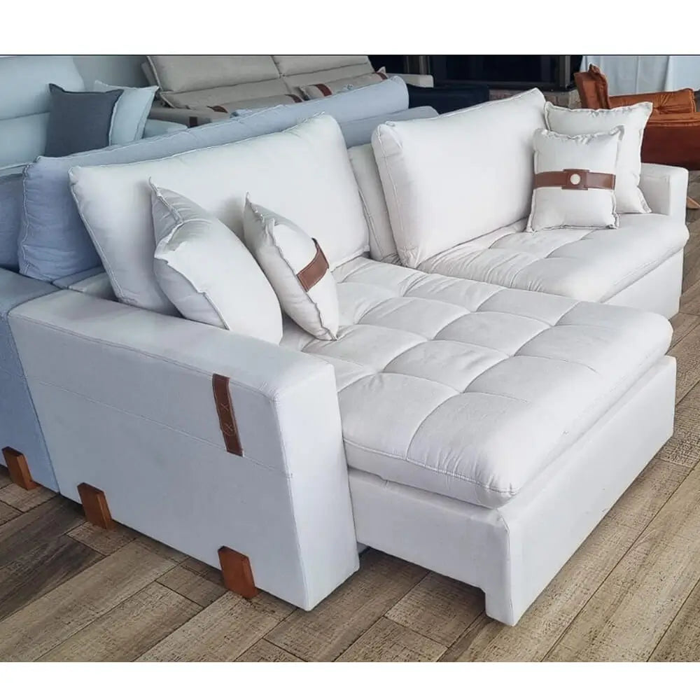 Sofá Cama Zeus 4 Lugares Retrátil e Reclinável 240cm Tecido Linho Innove