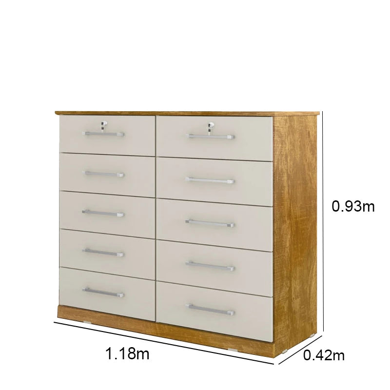 Cômoda 10 Gavetas Vane Cinamomo/Off White - Móveis furniture