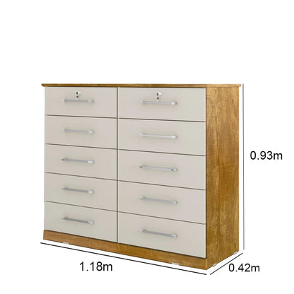 Cômoda 10 Gavetas Vane Cinamomo/Off White - Móveis furniture