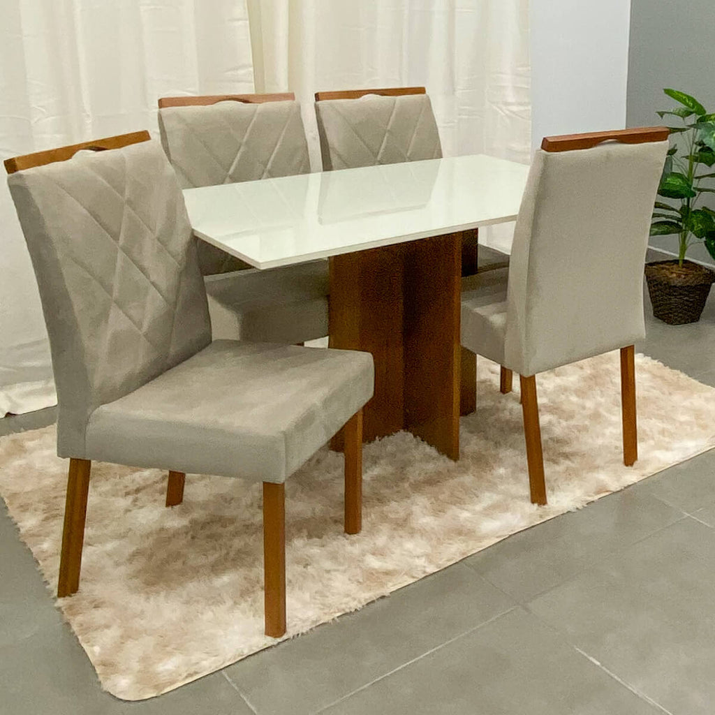 Mesa de Jantar Los Angeles 120x80cm com 4 Cadeiras - Móveis furniture