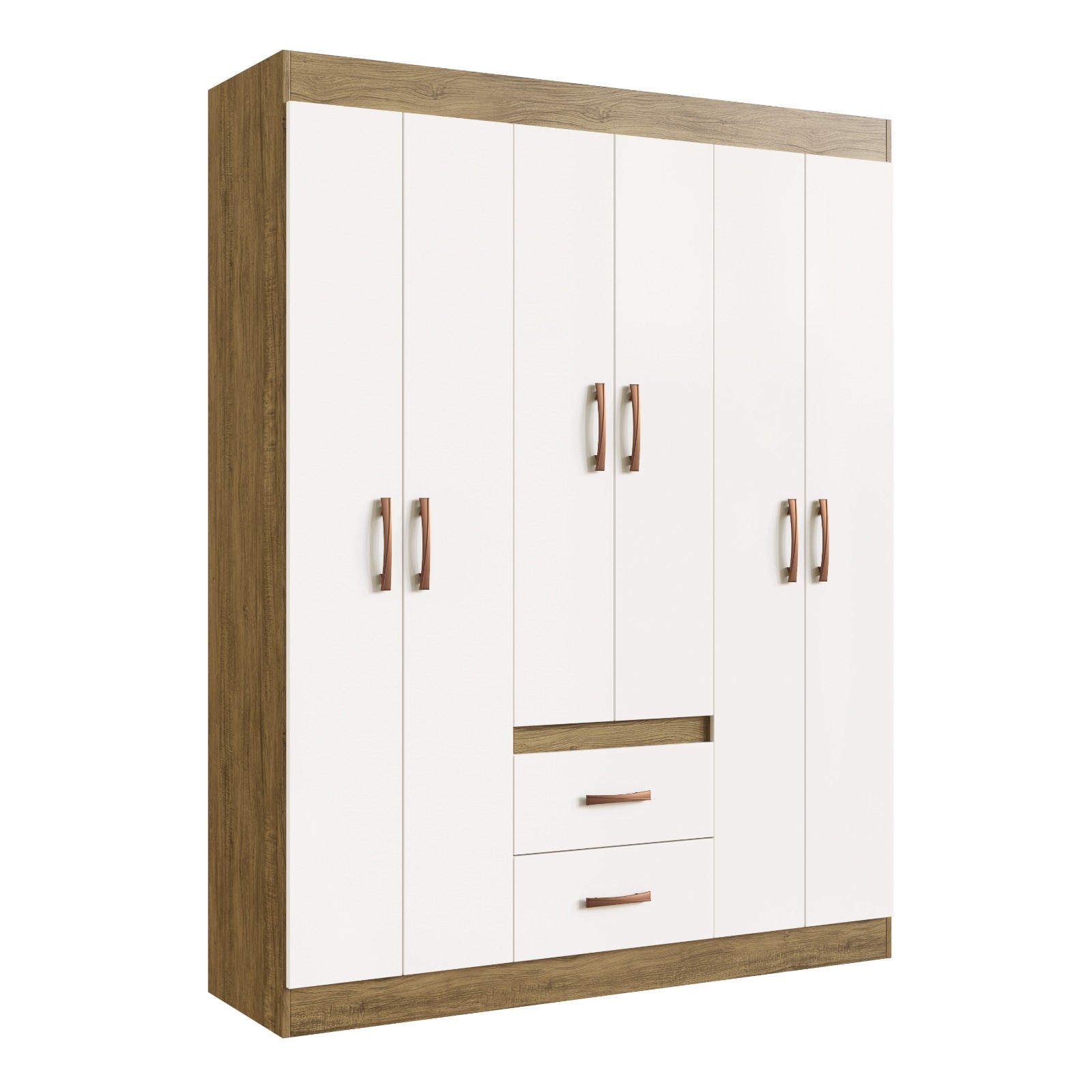 GUARDA ROUPA JAMAICA 1.37 C/ 6 PORTAS 2 GAVETAS- DORIPEL cinamomo off
