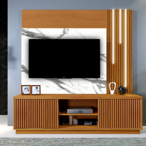 Estante Siena Home para TV até 59 Polegadas 2 Portas com LED Mavaular - Móveis furniture