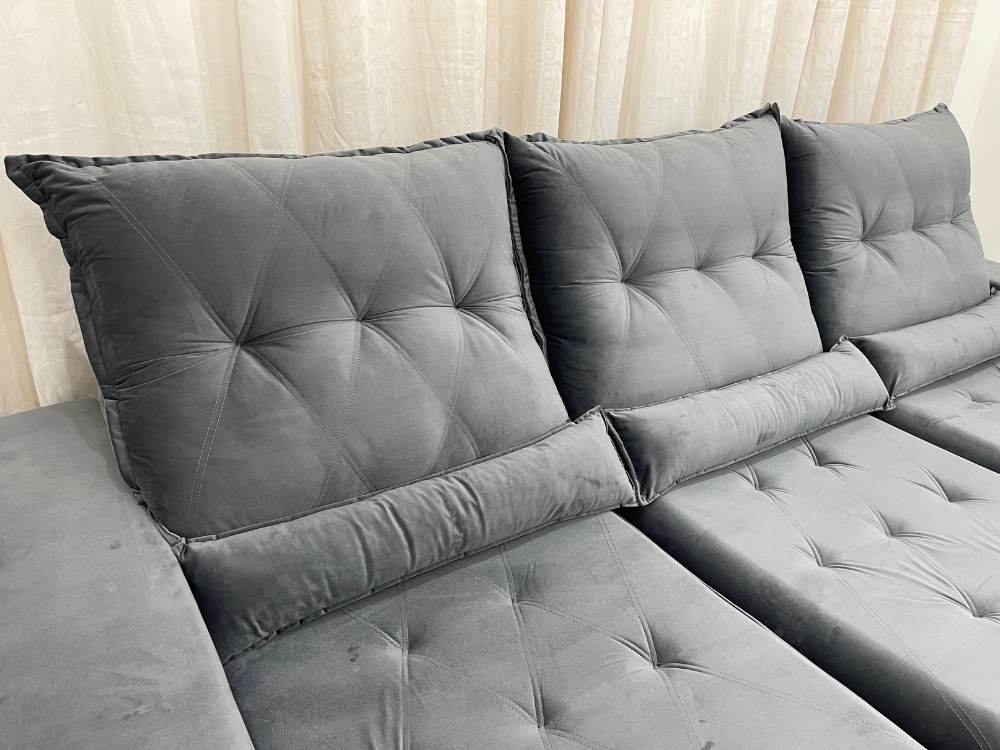 Sofá Retrátil Reclinável Las Vegas 2.70m – Cinza - Móveis furniture