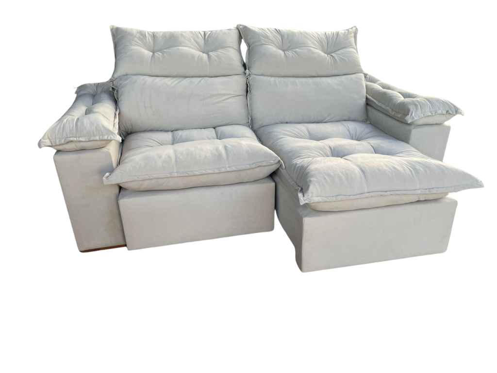 Sofá Retrátil e Reclinável Imperial 2,00 m Veludo Jolie Bege 03 – - Móveis furniture
