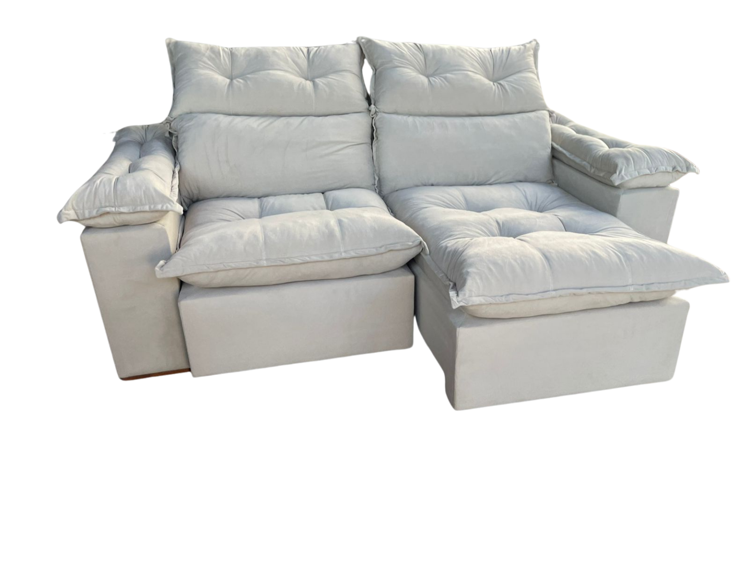 Sofá Retrátil e Reclinável Imperial 2,00 m Veludo Jolie Bege 03 – - Móveis furniture