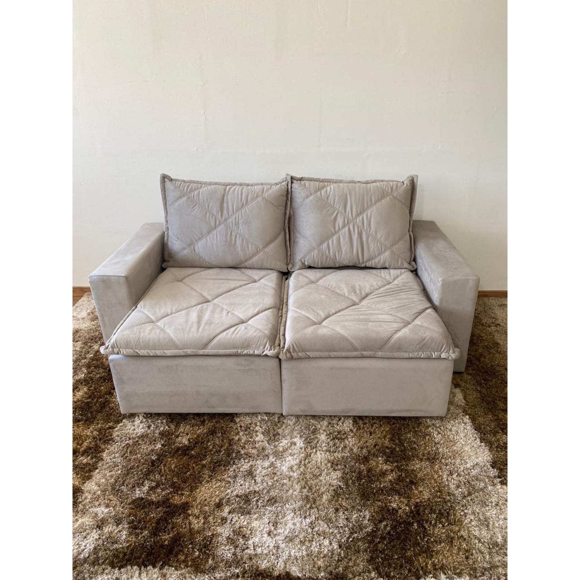 Sofá Retrátil Dubai 184 cm - Liso Bege - Móveis furniture