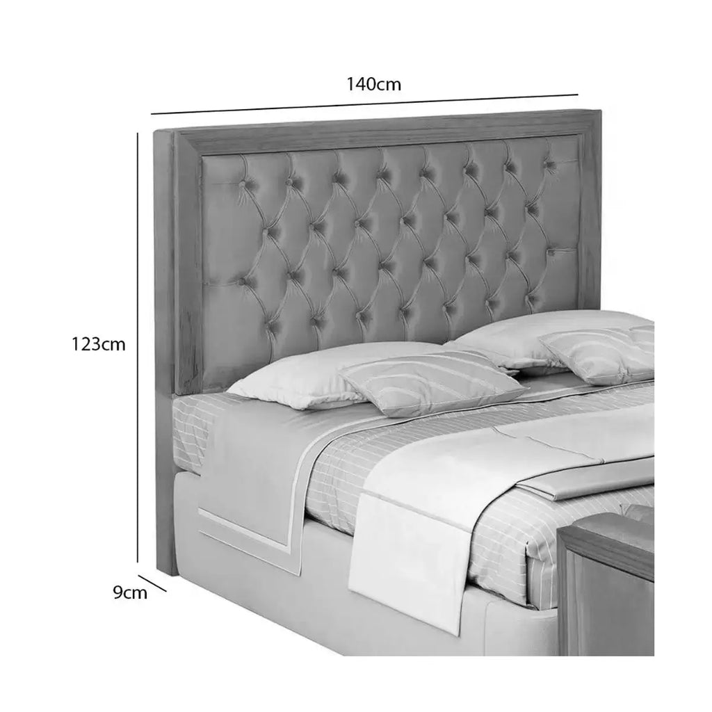 Cabeceira Imperial Casal em Suede Ra CINZA