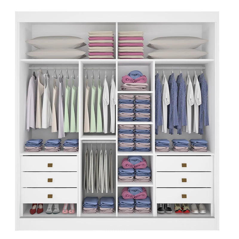 Roupeiro 2 Portas Titanium Ripado MDF Branco Larg. 2.20m D Doro - Móveis furniture