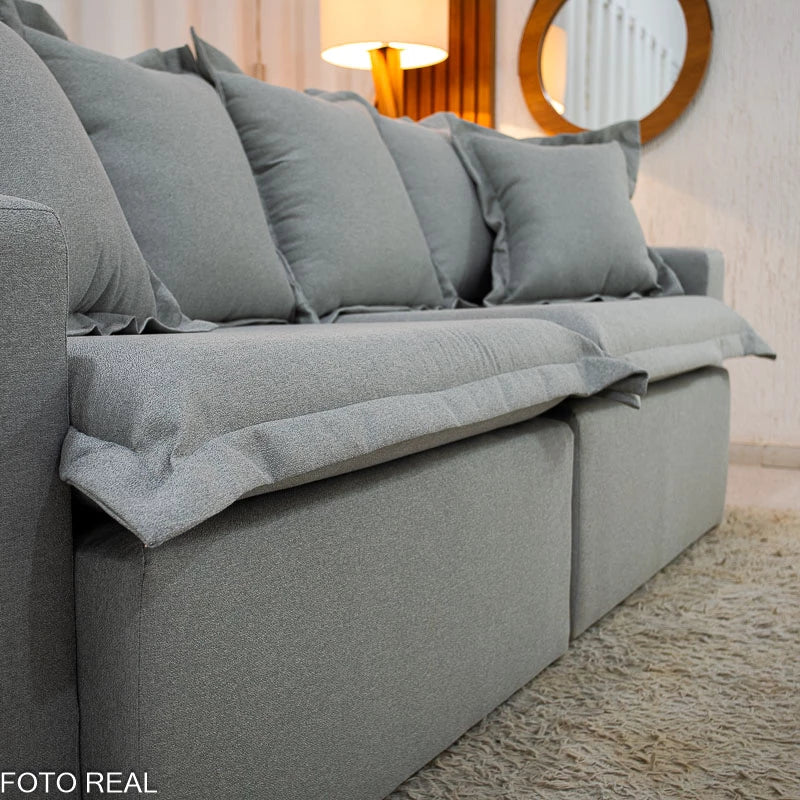 Sofá Retrátil e Cama Torino 2.10m Linho Cinza 507 - Sem Caixa