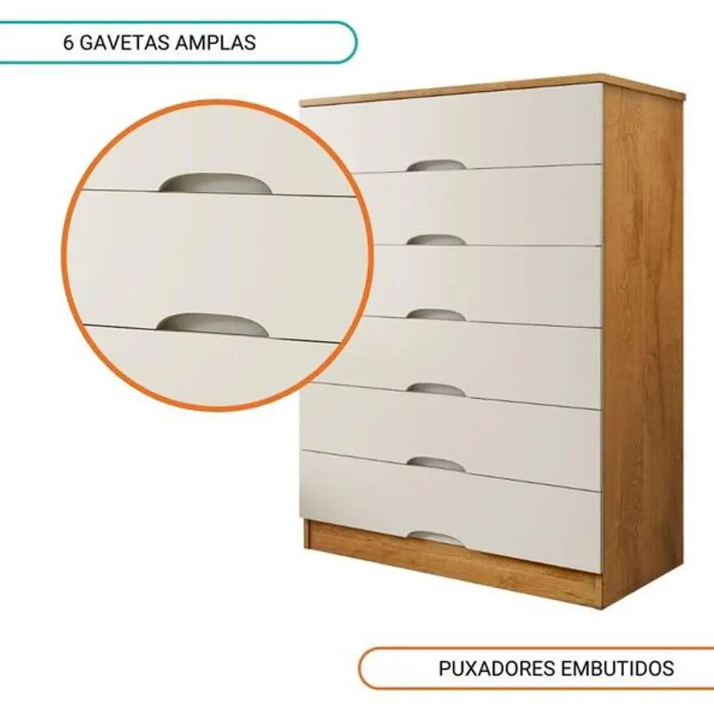 Cômoda Sevilha 6 Gavetas Europa