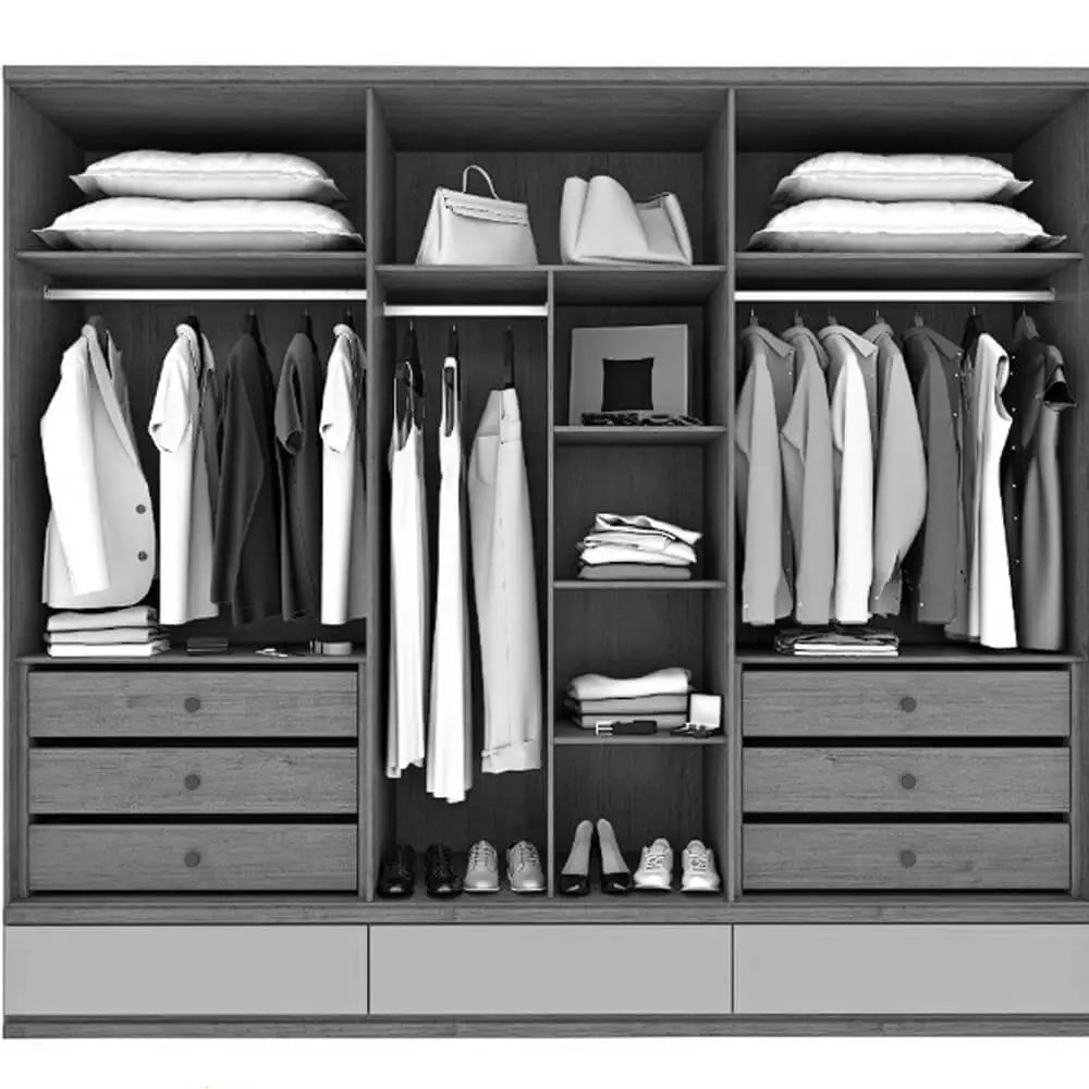 Guarda Roupa Esparta Casal 6 Portas 9 Gavetas cinamomo Tcil