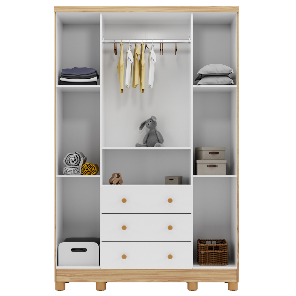Guarda-Roupa 4 Portas Tedy Branco Brilho/Amêndoa – PEROBA MÓVEIS