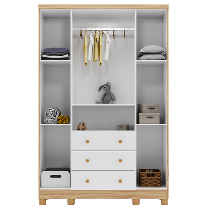 Guarda-Roupa 4 Portas Tedy Branco Brilho/Amêndoa – PEROBA MÓVEIS