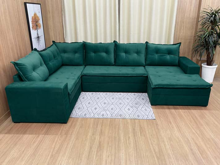 Sofá Canto Verde Musgo 505 Leblon - Móveis furniture
