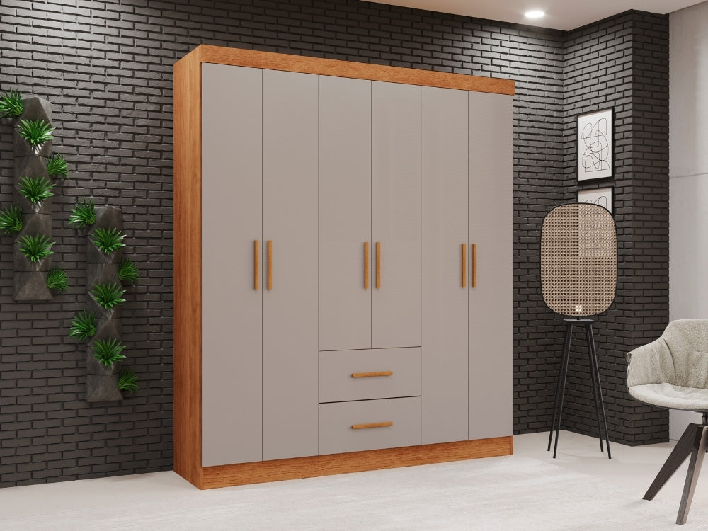 Guarda-Roupa Estrela 6 portas – Cinamomo/Off White