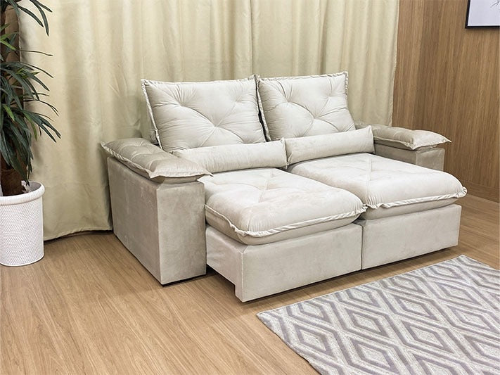 Sofá Retrátil Reclinável 2,30 m Bege 501 Zuqui Plus - Móveis furniture