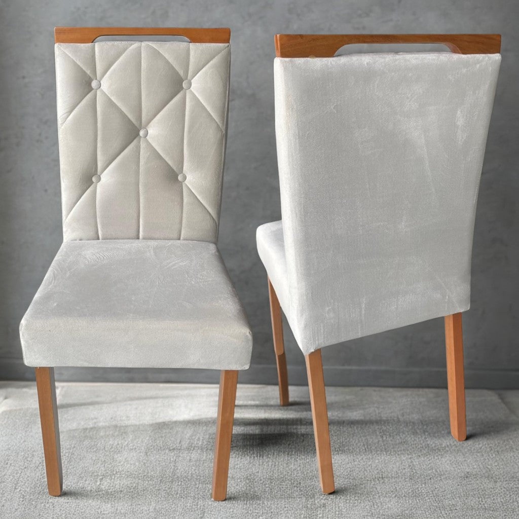 Kit 2 Cadeiras Yasmim Veludo Bege – KM DECOR