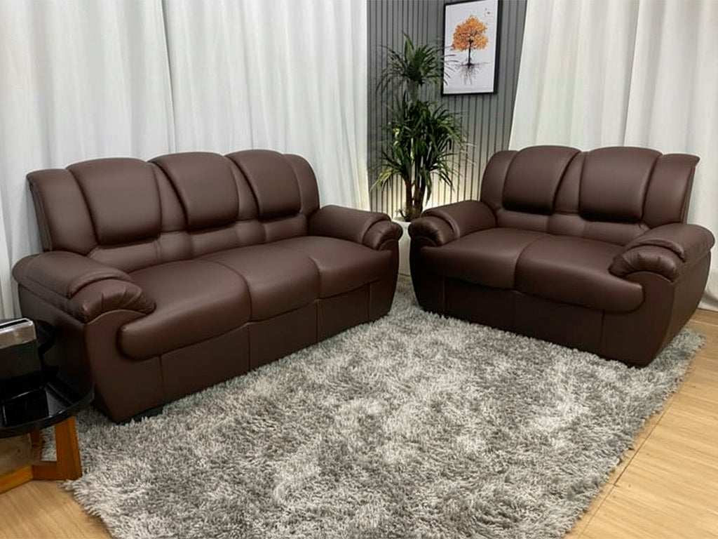 Sofá 2 e 3 Lugares Corino Marrom Mônaco