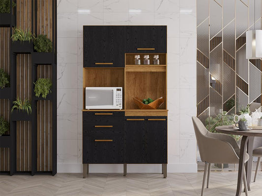 .Kit Cozinha Dubai 5P2G Cinamomo.Preto Salleto