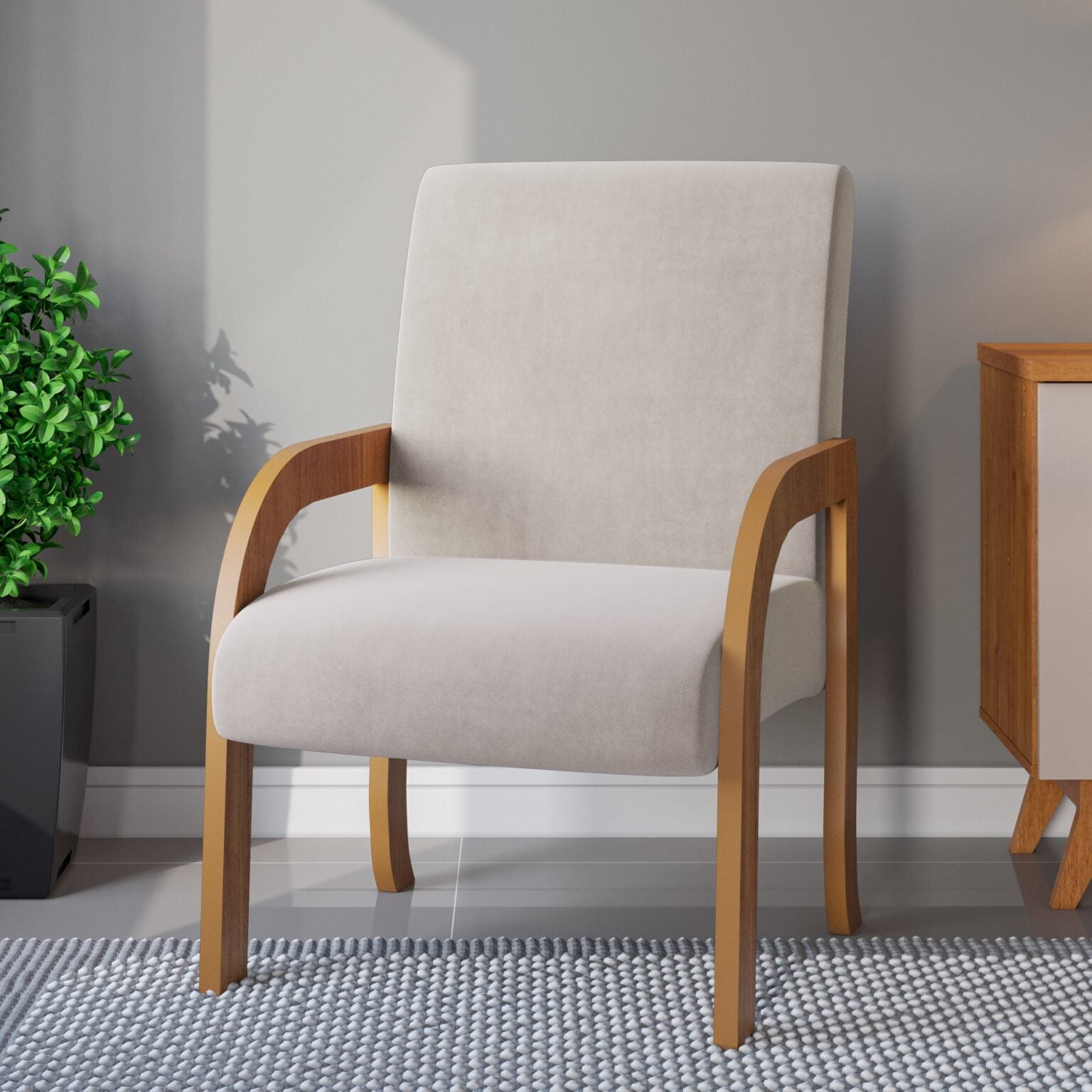 Poltrona Vand Mel/Veludo Marfim – VIERO MÓVEIS