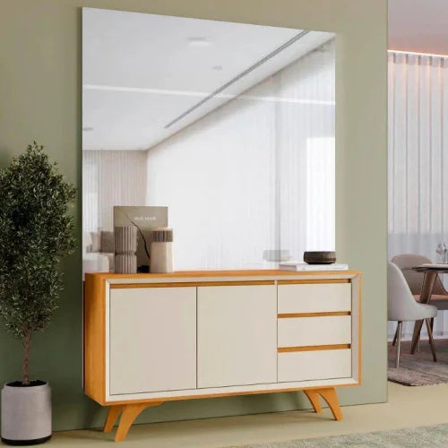 Buffet Vertex 2 Portas Pés Madeira Maciça Mavaular Naturalle - Off White Off-White