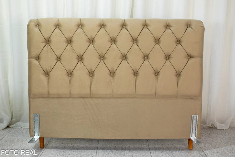 Cabeceira Queen Lavínia Sued Bege Larg. 1.60m - Móveis furniture