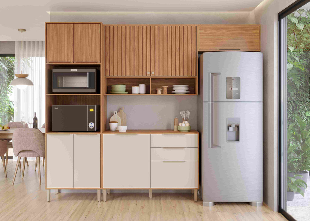 Cozinha Completa Divina 9P2G 4 Pecas Freijo.Off White - Móveis furniture