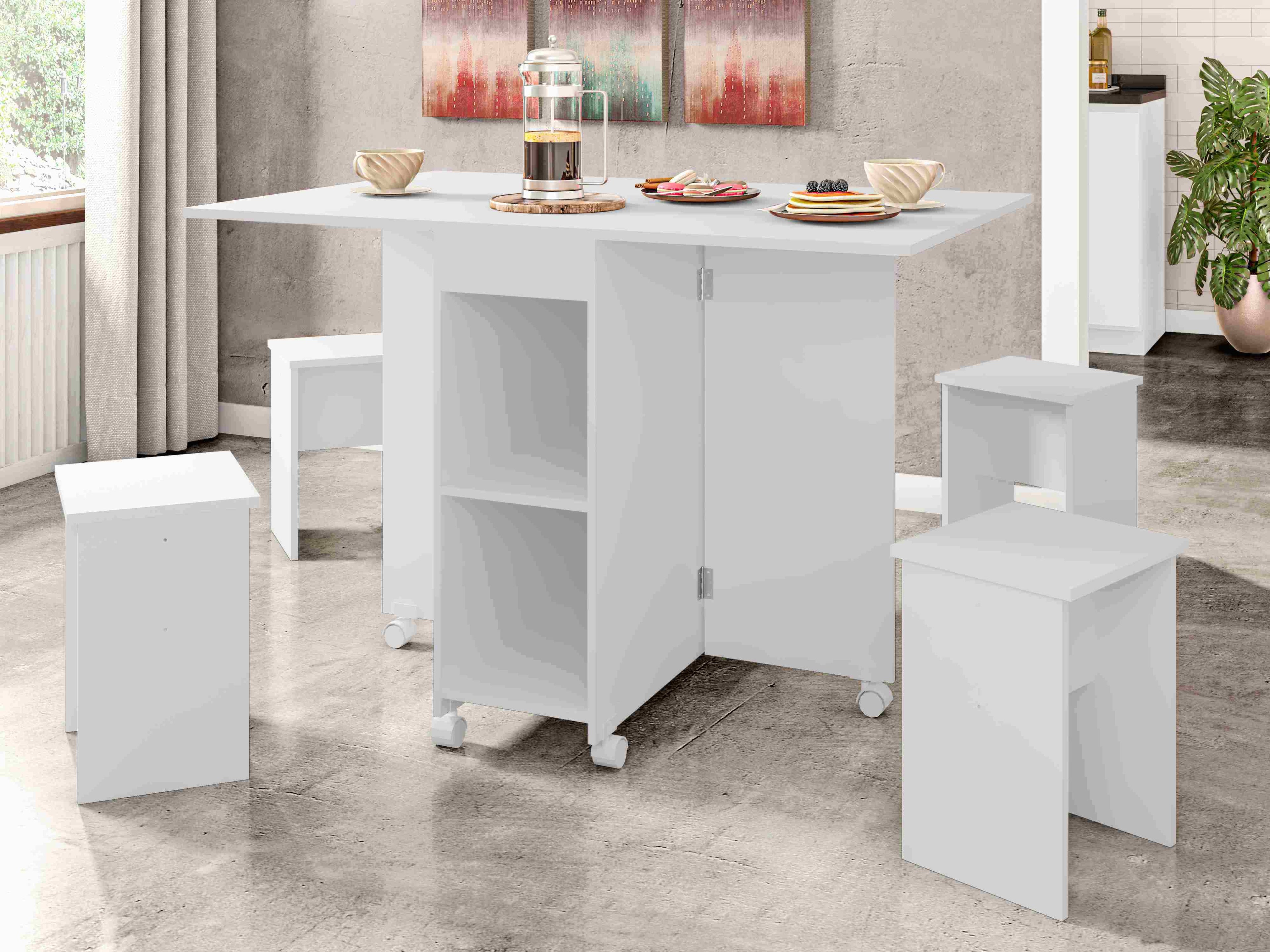 Mesa Dobravel Paris Branco Lacca Zanzini Moveis - Móveis furniture