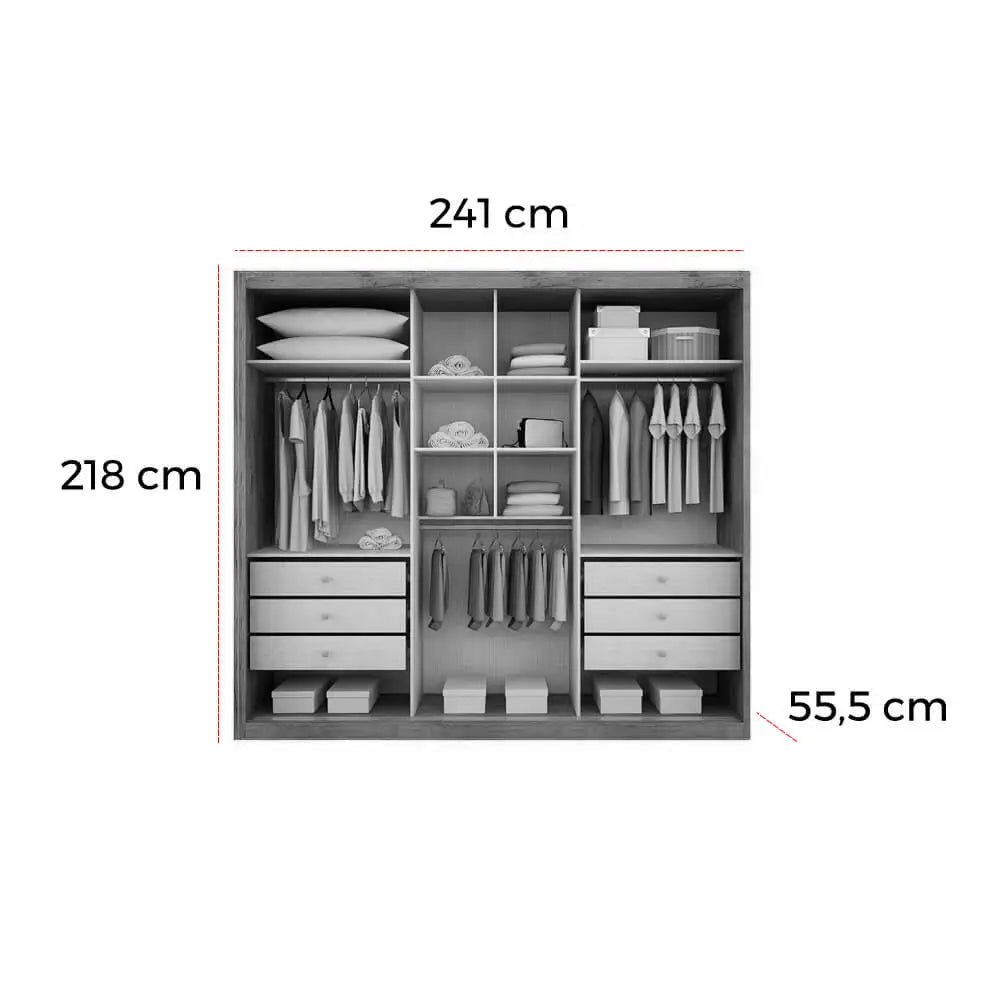 Guarda Roupa Paradizzo Casal com Espelho e 3 Portas de Correr BRANCO